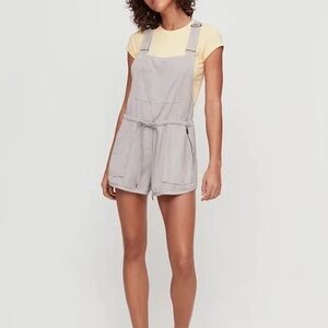 Aritzia Wilfred Free Beatriz Ashen Romper Overall Shorts Cotton Size M